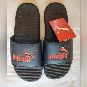 Puma Cool Cat Black and Red Slide Sandals